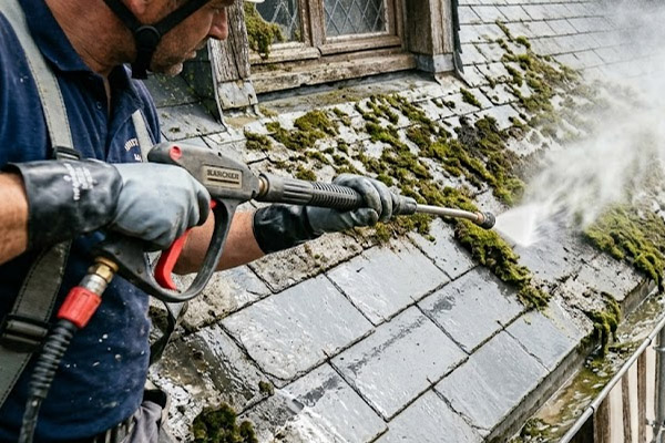 Application de traitement hydrofuge sur toiture