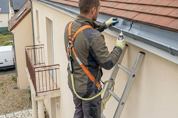 Installation de gouttières en zinc et PVC